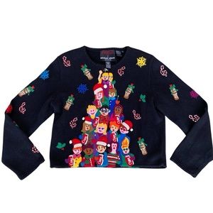 Michael Simon Coca Cola Christmas Sweater with Christmas carolers Cute Sweater